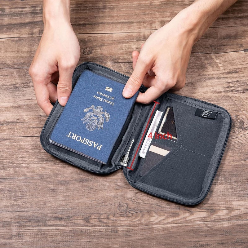 FIREDOG Passport Holder for Travel,RFID Blocking Passport Holder & Travel Wallet for Men and Women - Secure Organizer Multiple Card Slots, Holds Passports, Cards, Tickets, ID, Cash Holder(Grey) - Image 4